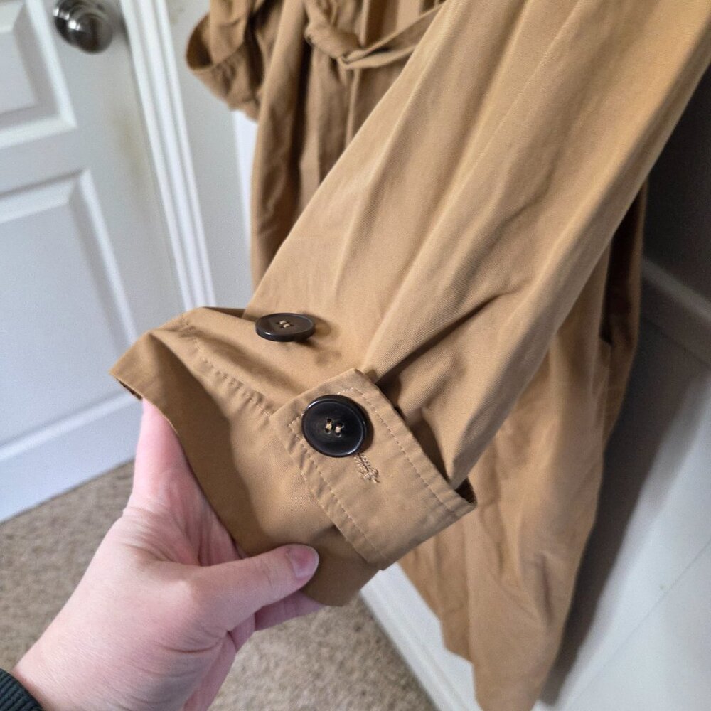 NORDSTROM Solid Brown Tan Button Front Trench Coat - image 5